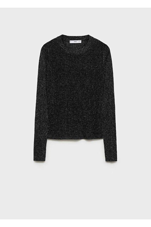 Yuvarlak yakalı simli kazak - 3