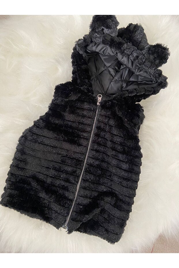 kürklü peluş yelek - 3