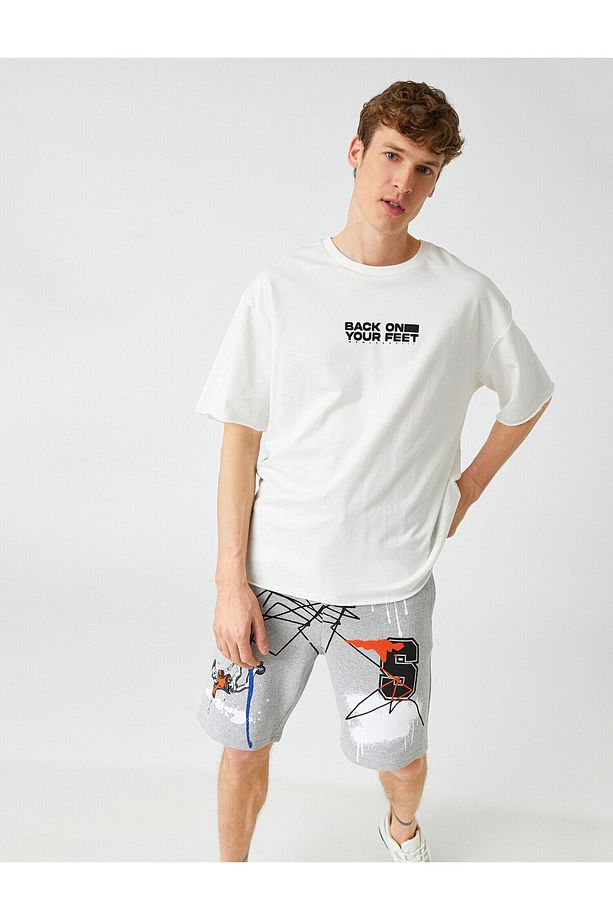 Slim Fit Baskılı Şort - 1