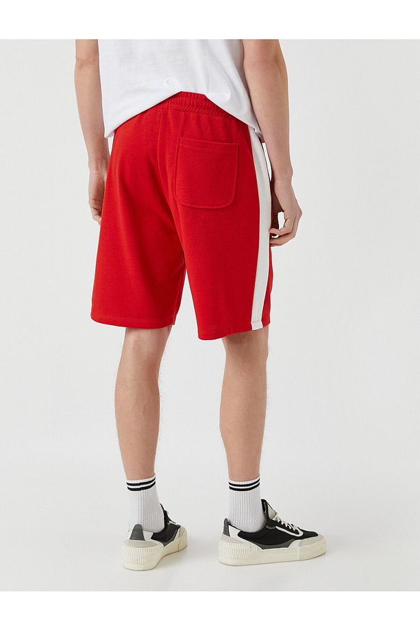 Slim Fit Şeritli Şort - 4