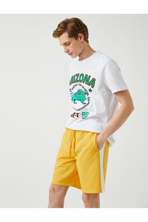 Slim Fit Şeritli Şort - 2