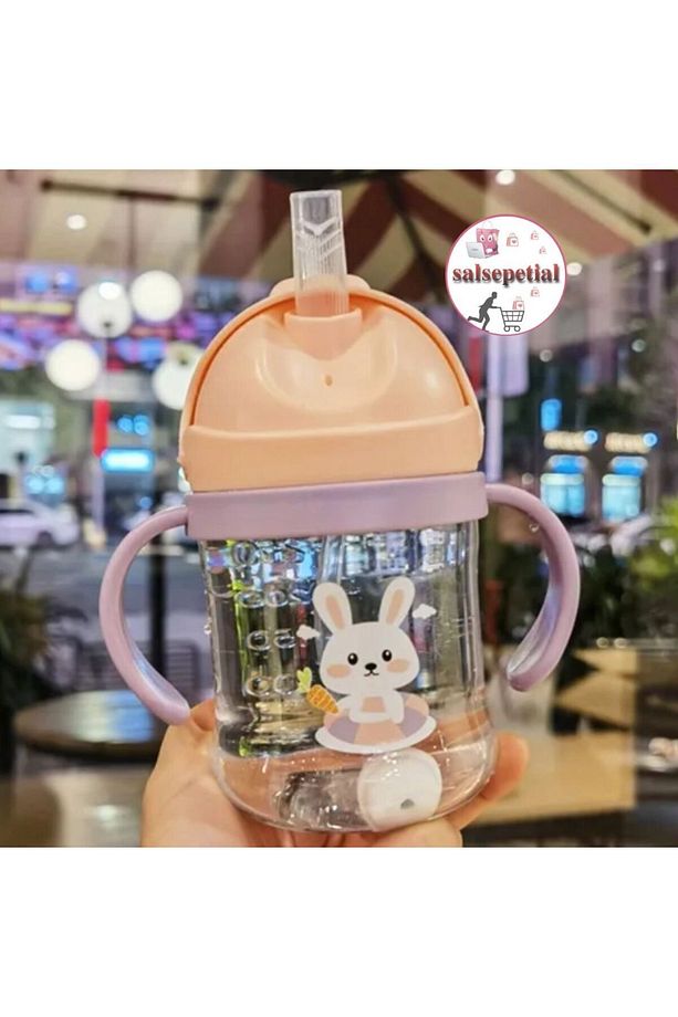 250ml Figürlü Pipeti Suluk Bebek Matara Sevimli Su Şişesi Bebek Pipetli Biberon Matara - 2