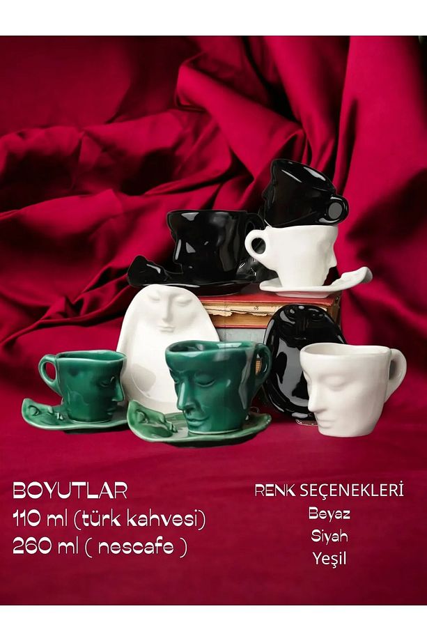 Romeo & Juliet Kupa 2’Li Set - 260 ML ve 110 ML Bardak Kupa Seti Kahve Sunum - 2