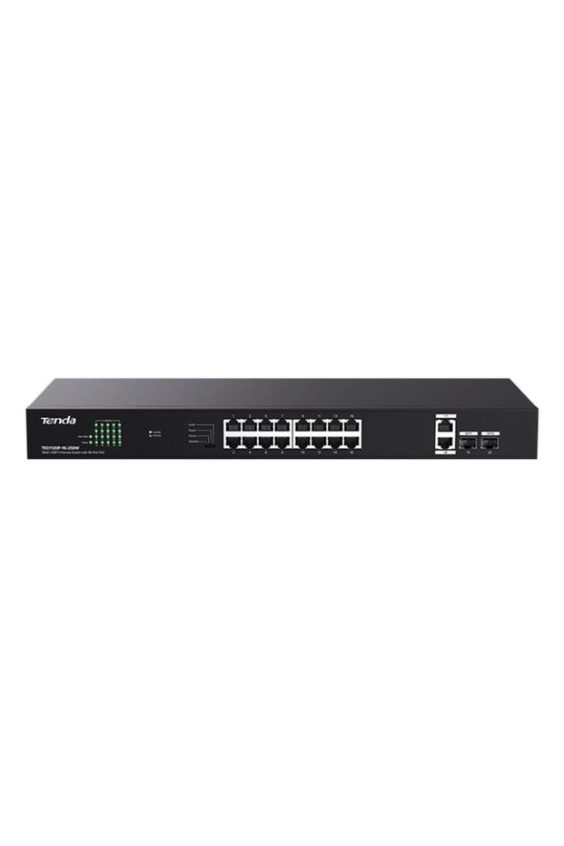 Teg1120p-16-250w tent 16 port poe+ 10-100-1000 2 port uplink + 2 port sfp switch steel case