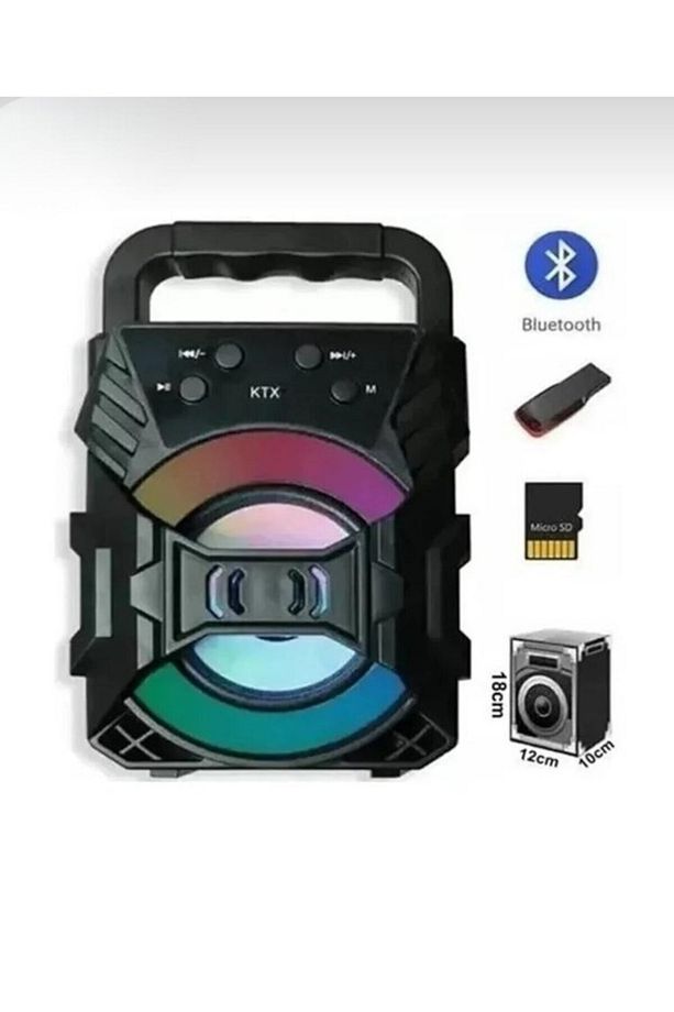 Güçlü Bass ve Renkli LED Işıklı Yüksek Ses Kaliteli Bluetooth Speaker - 2