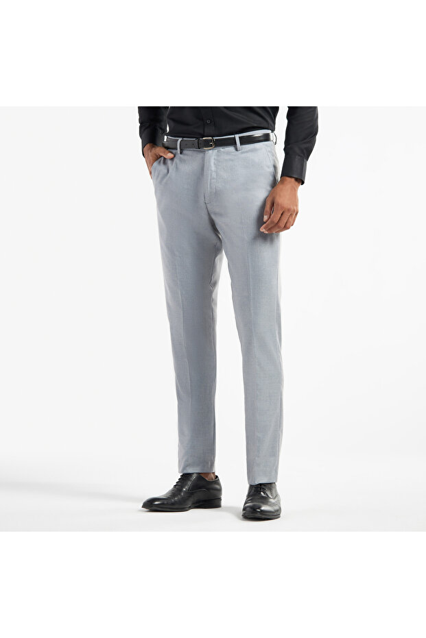 Regular Fit Trousers with Pockets and Button Closure - 1