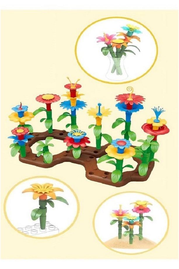 52 Parça Bahçe Çiçek Yapım Seti Yapı Blokları Yapboz Bul Tak Puzzle Çiçek Bahçesi Eğitici Oyuncak - 2