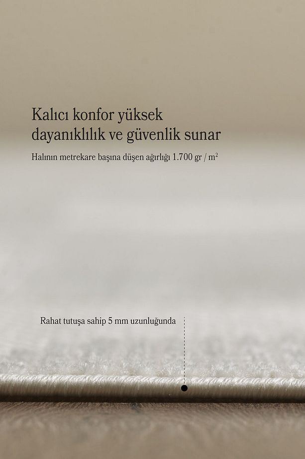 Kolay Temizlenebilir Yumuşak Dokulu Kaymaz Taban Şık Sisal Krem Oturma Odası Ve Salon Halısı - 6