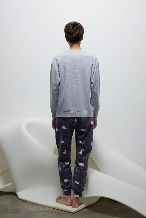 Kadın Pamuklu Uzun Kollu Pijama Üstü - 4