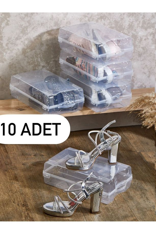 10 Adet Ayakkabı Kutusu Ayakkabı Terlik Seyahat Saklama Kutusu Ayakkabılık Organizer - 3