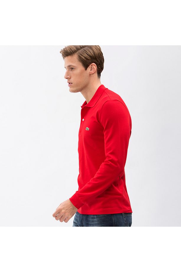 Erkek Classic Fit Uzun Kollu Kırmızı L1212 Polo - 5