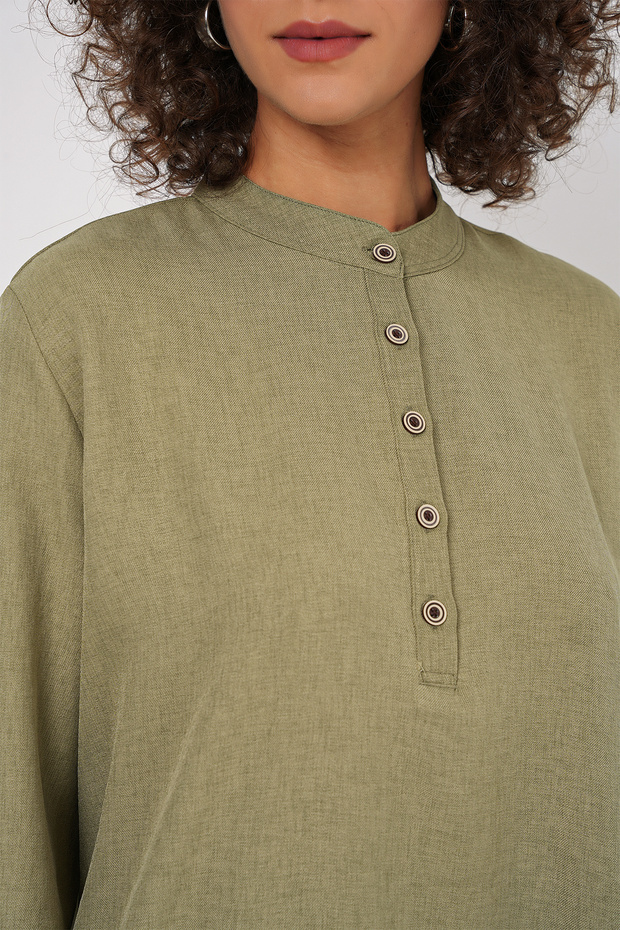 Çağla - 6678 Linen Tunic and Trousers Double Set - 5