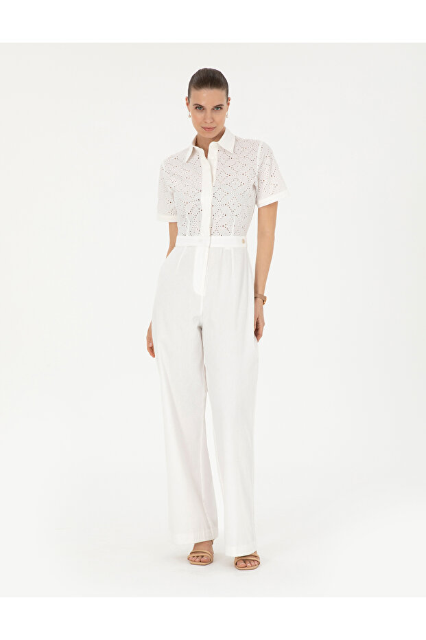 Ecru Woven Jumpsuit 50284904 -Vr019