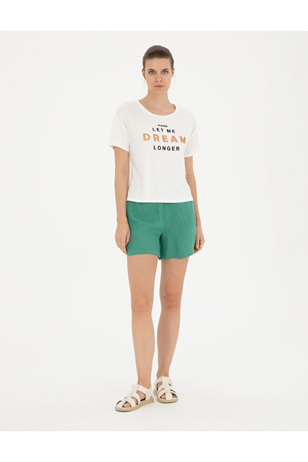 Green Linen Comfort Fit Bermuda Shorts 50288406 -Vr054