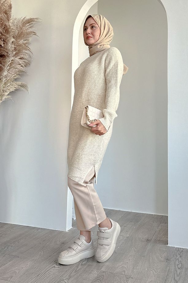 Simli Fitilli Ekru Tunik - 4