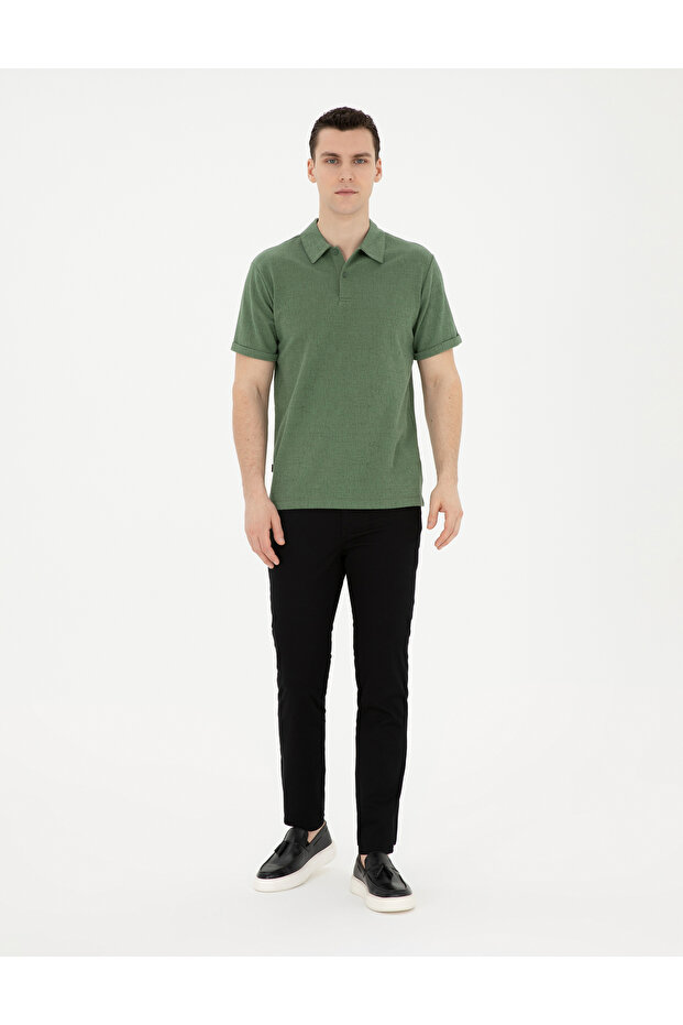 Black Slim Fit Canvas Trousers 50289196-Vr046