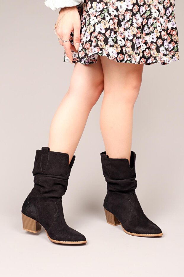 حذاء إيجل غربي برباط باللون الأسود - 1