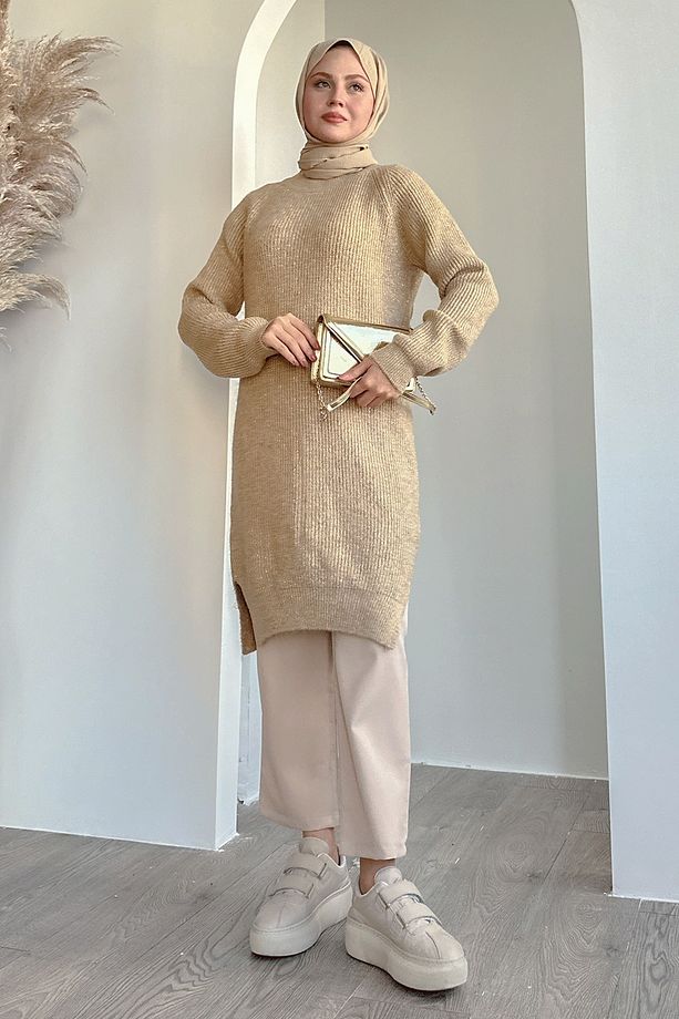 Simli Fitilli Camel Tunik - 4