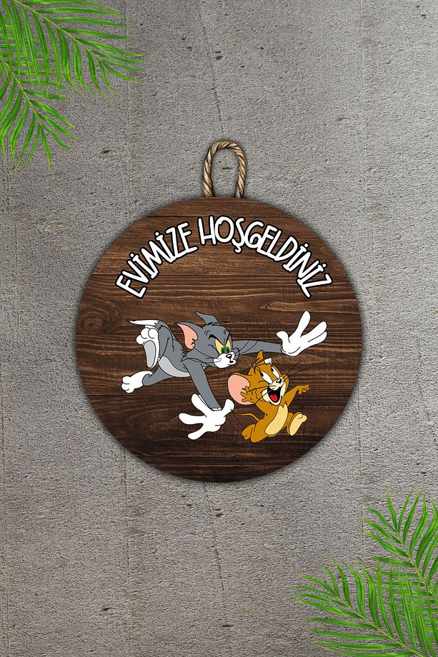 Modern Ahşap Kapı Süsü - Ahşap Zemin Tom Ve Jerry Dış Mekan Kapi Susu - Duvar Süsü - 3