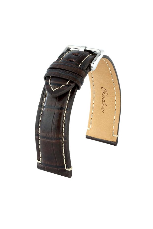 R4137W Leather Strap - Brown-White - 20mm