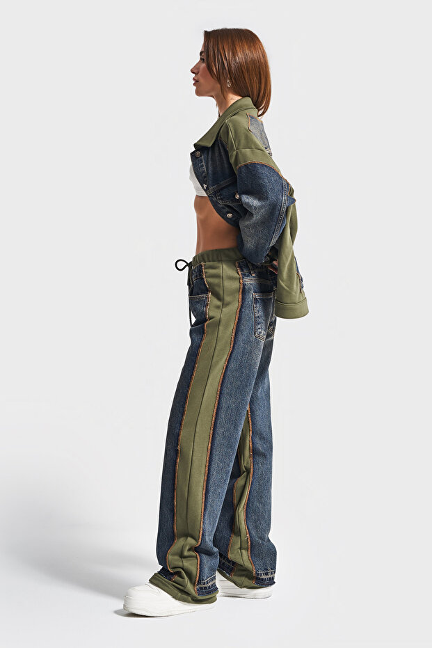 Kadın Örme Denim Karışımlı Loose Fit Tasarım Denim - 4