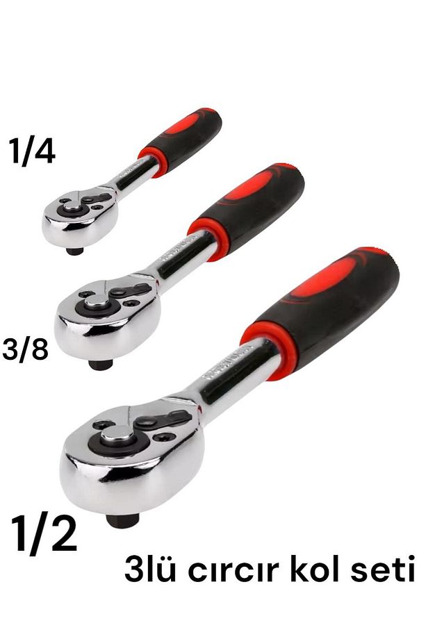 cırcır kolu seti 1/2-3/8-1/4 3LÜ set - 1