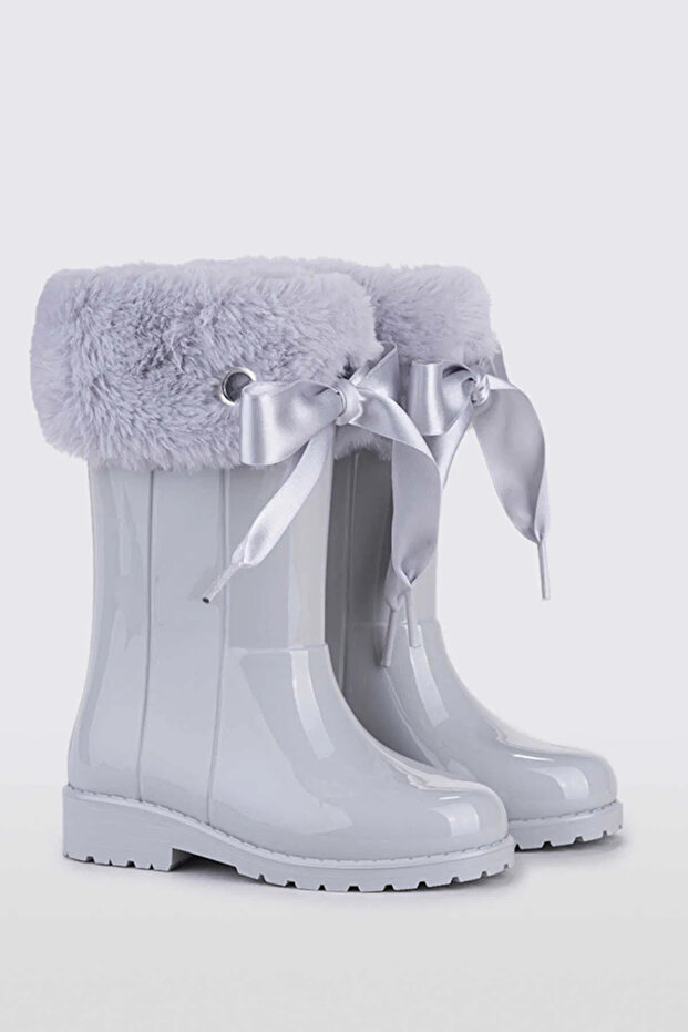 Campera Charol Velvet Girl's Waterproof Rain Snow Boots W10275 Black Gray