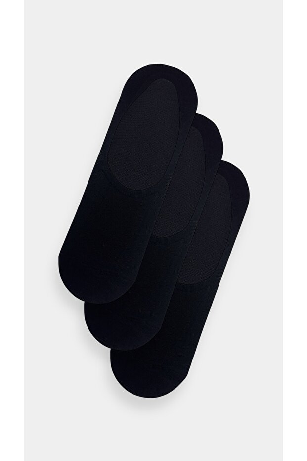Unisex 3-Piece Non-Slip Heel Silicone Black Ballerina Socks