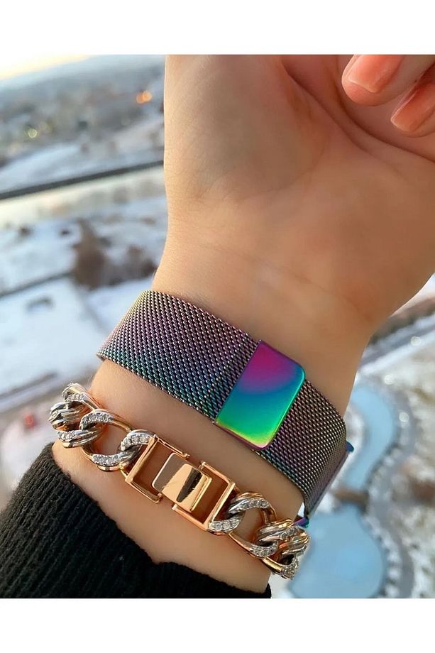 Rainbow Hasır Mıknatıslı Kordon Dokunmatik Ekran Kadın Kol Saati - 3