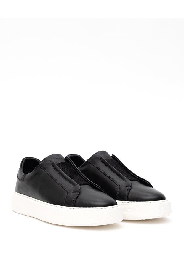 Black 100% Leather Casual Shoes 50298493-Vr046