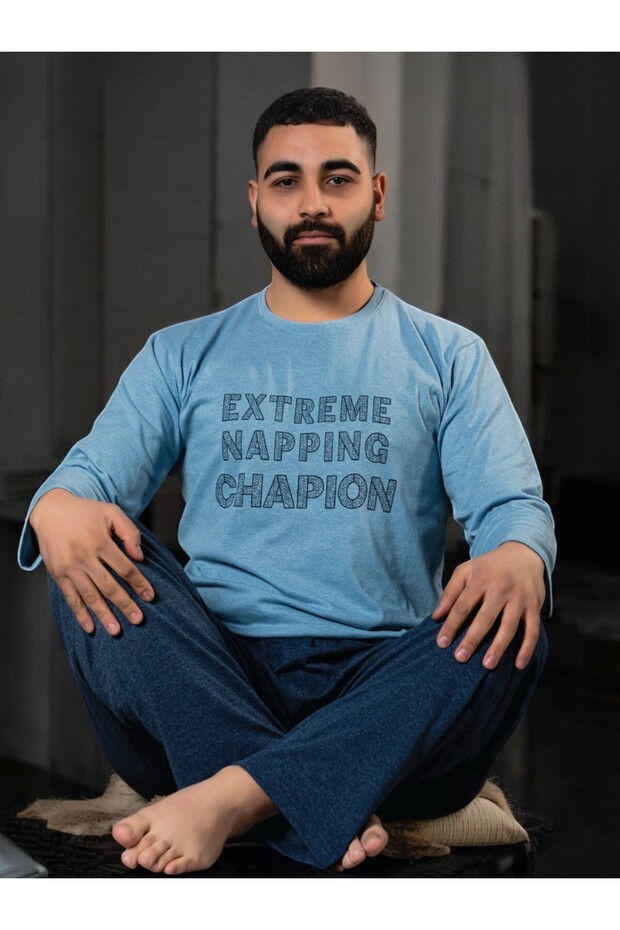 طقم بيجامة رجالي مقاس كبير - 1