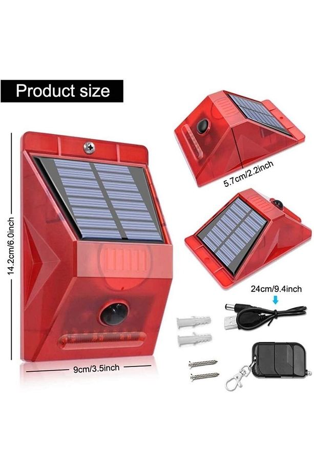 Solar Güneş Enerjili Alarm Solar Çevre ve Sınır Alarm Sistemi Hareket Sensörlü Tel Örgü Alarmı 120Db - 2