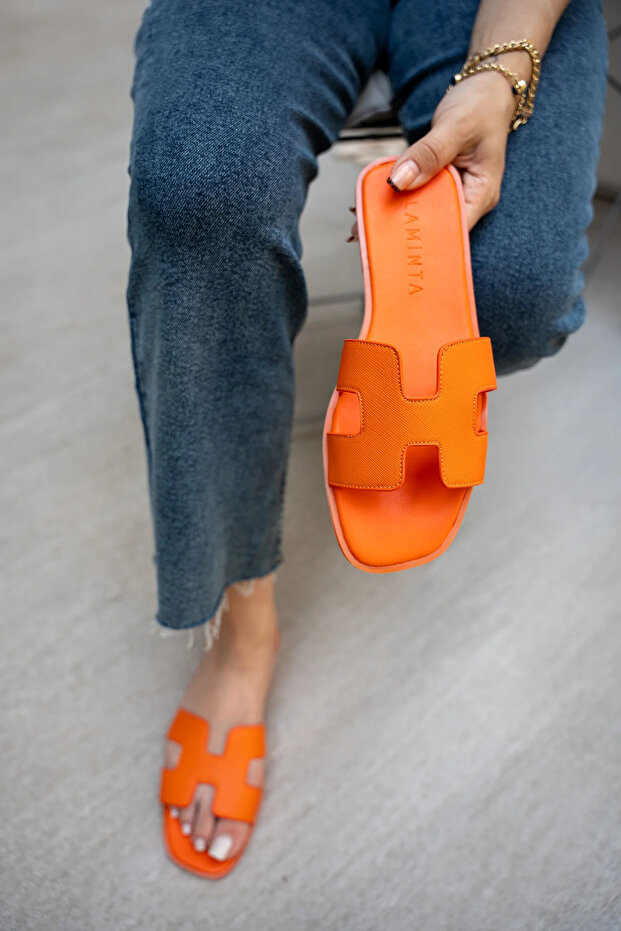 Orange Herse - Women's Flat Sole Slippers