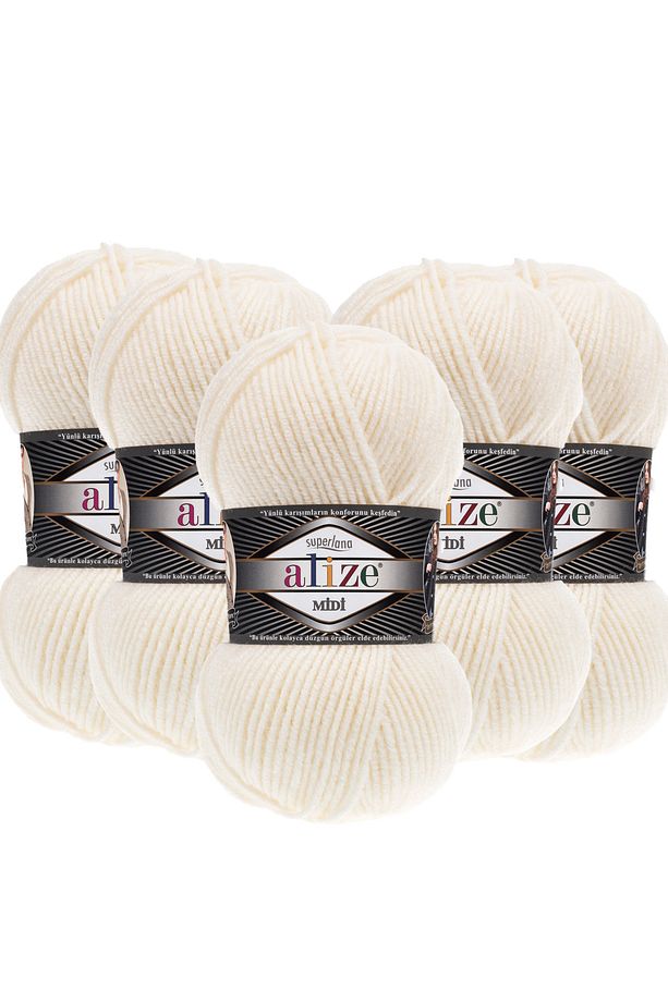 5 Adet Midi Alize Süperlana Midi Orta Kalın Yünlü İplik 100 gr. 170 mt.62 - 1