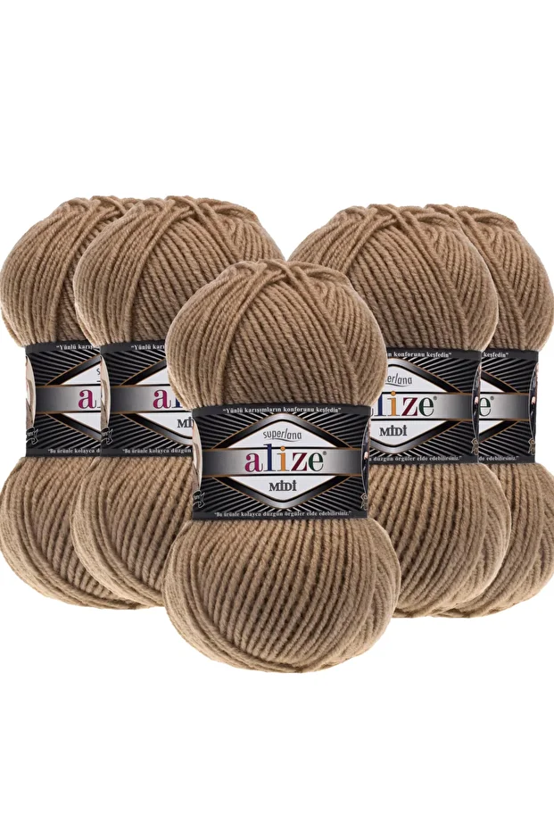 5 Adet Midi Alize Süperlana Midi Orta Kalın Yünlü İplik 100 gr. 170 mt.466 - 1