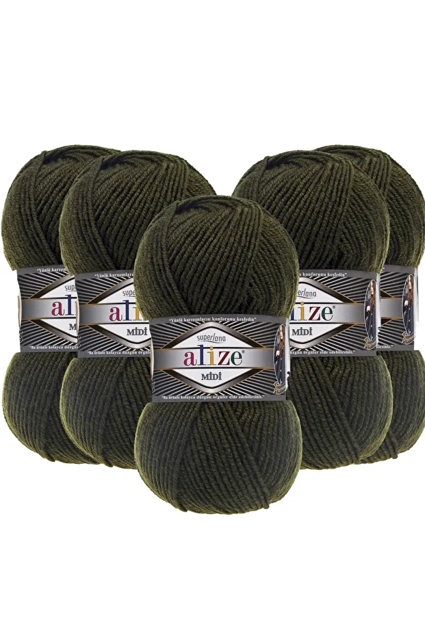 5 Adet Midi Alize Süperlana Midi Orta Kalın Yünlü İplik 100 gr. 170 mt.241 - 1