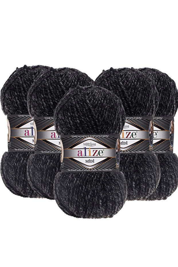 5 Adet Midi Alize Süperlana Midi Orta Kalın Yünlü İplik 100 gr. 170 mt.800 - 1