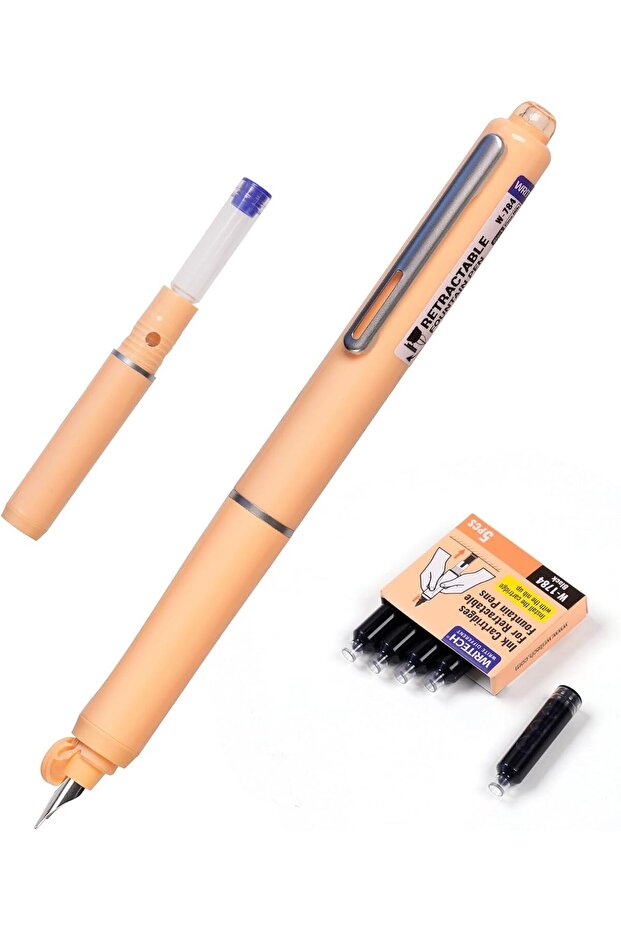 Push fountain pen set with cartridge gift pastel colors plastic boxed writech high quality