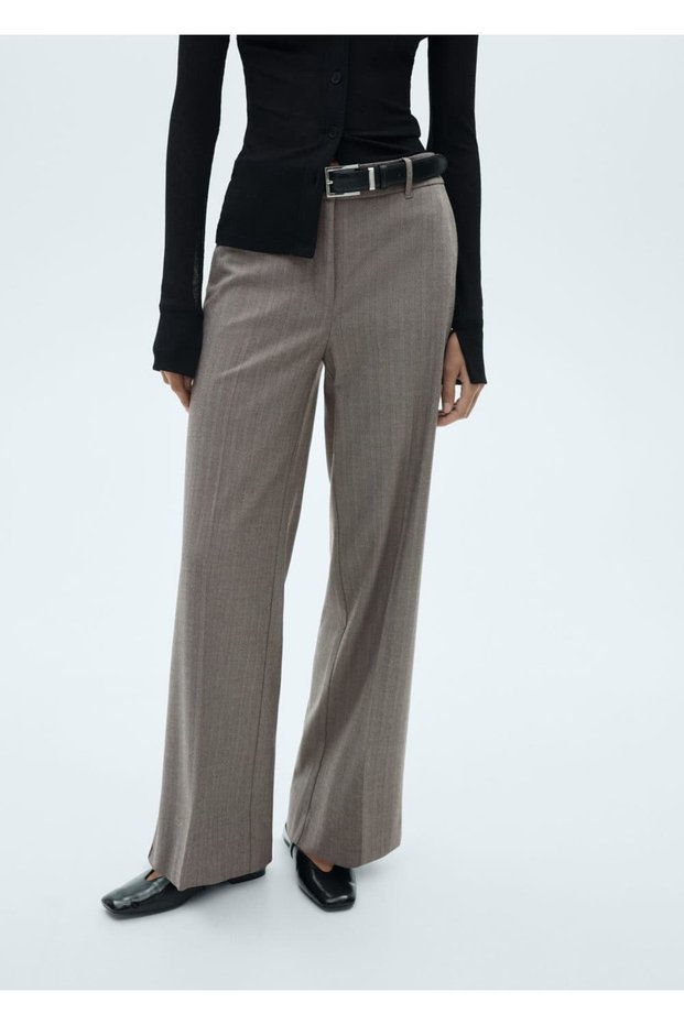 Straight Cut Mid-Waisted Trousers