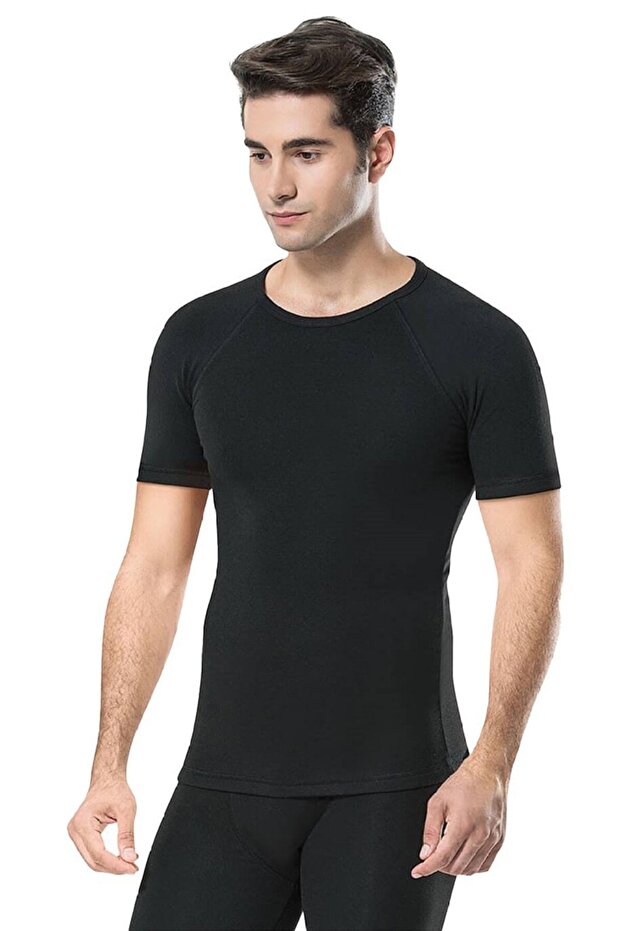 Men's Thermal Short Sleeve Underwear Black Outdoor T-1300 Boxed