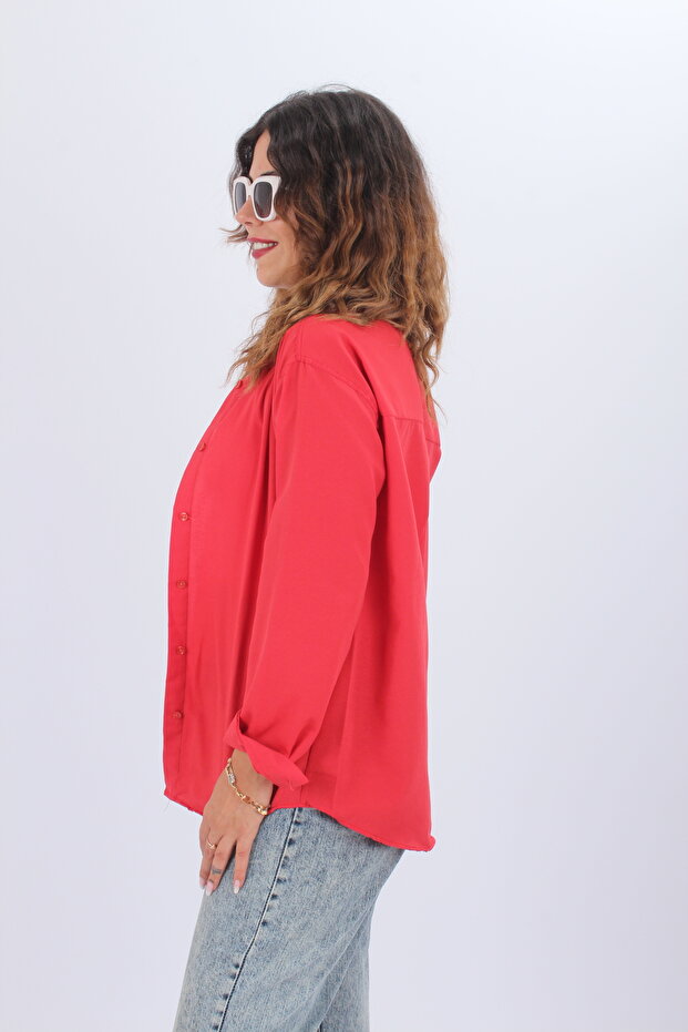 Kadın  Oversize Uzun Basic Gömlek - 3