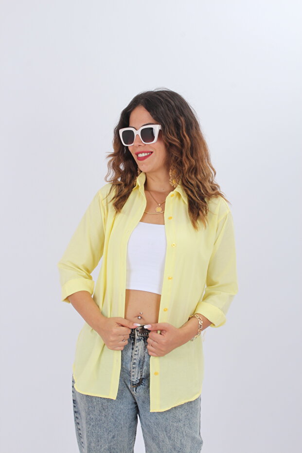 Kadın Oversize Uzun Basic Gömlek - 2