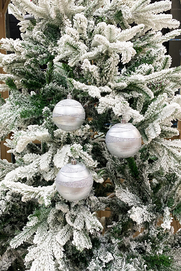 New year's tree ball luxury glitter embossed 8 cm size 3 pieces acetate boxed