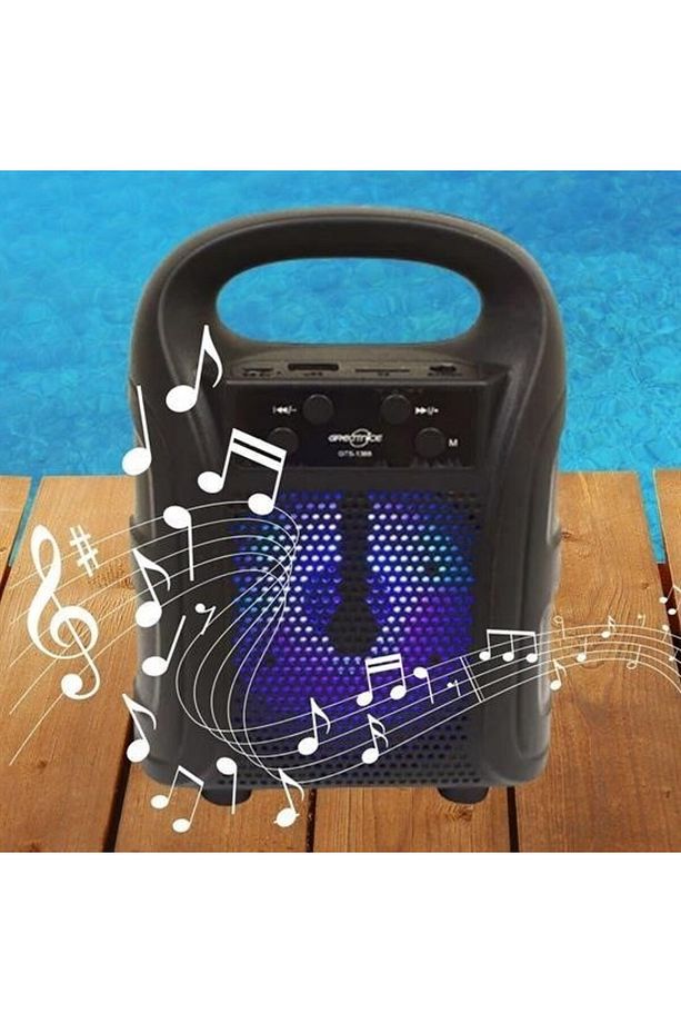 Tutmalı Mini Hoparlör Işıklı Taşınabilir Bluetooth Wireless Radyolu Sd Kart ve USB Girişli Hoparlör - 3