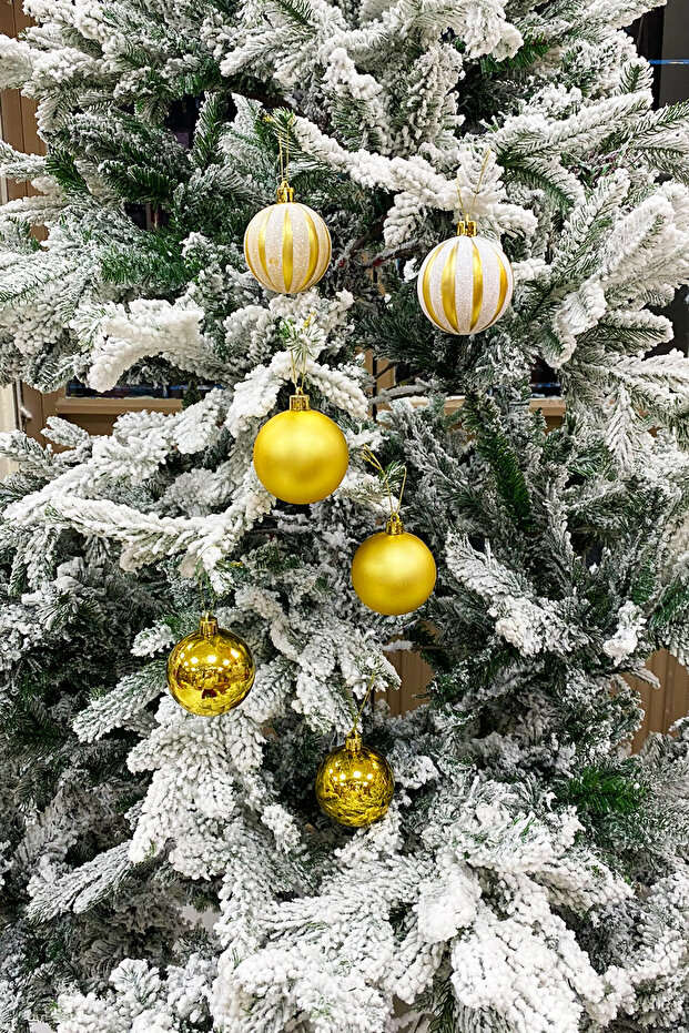New year's tree ball luxury glitter embossed matte glossy 6 cm size 9 pieces acetate boxed