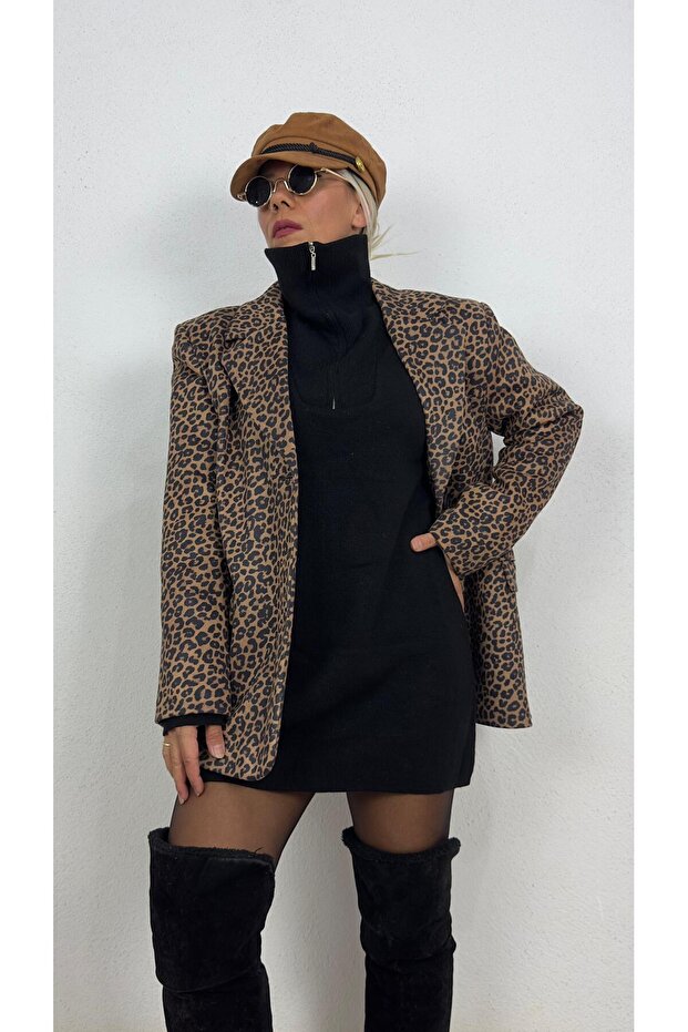Leopar Süet Ceket - 1
