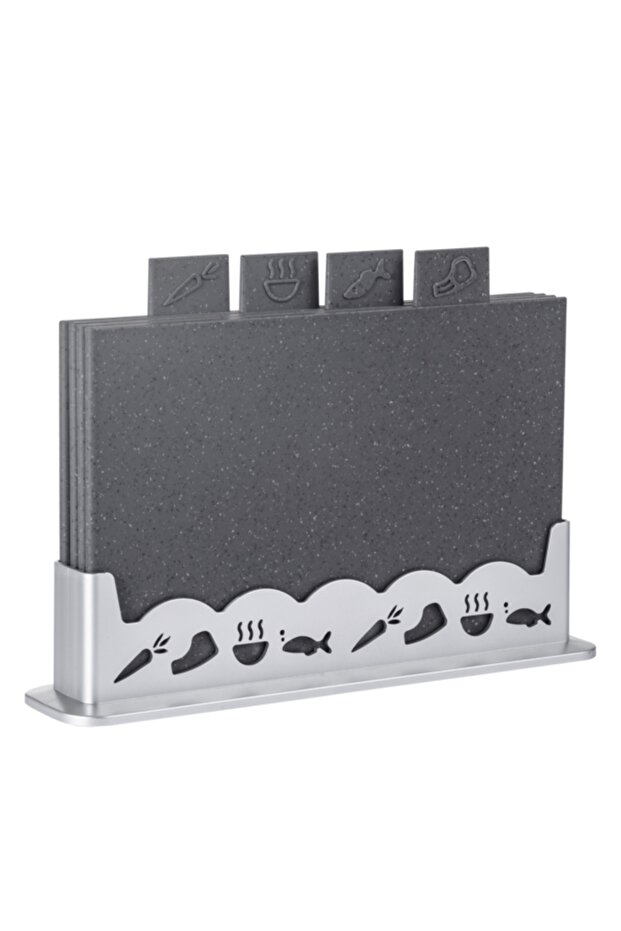 4-Piece Rectangular Kitchen Cutting Board with Stand - 1