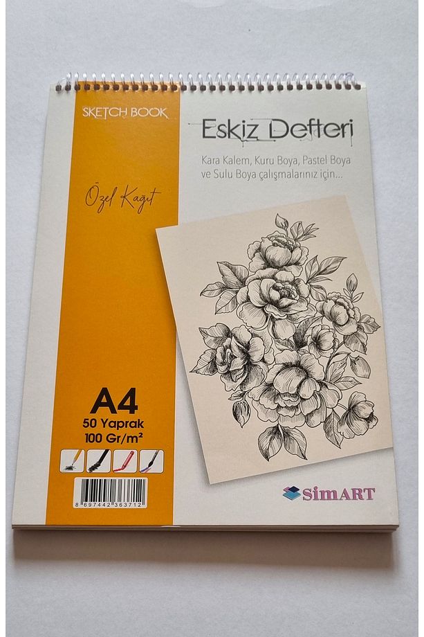 Eskiz Defteri A4 Spiralli Sim Art Sketch Book 50 Yaprak Özel Kağıt 100gr/m3 - 1