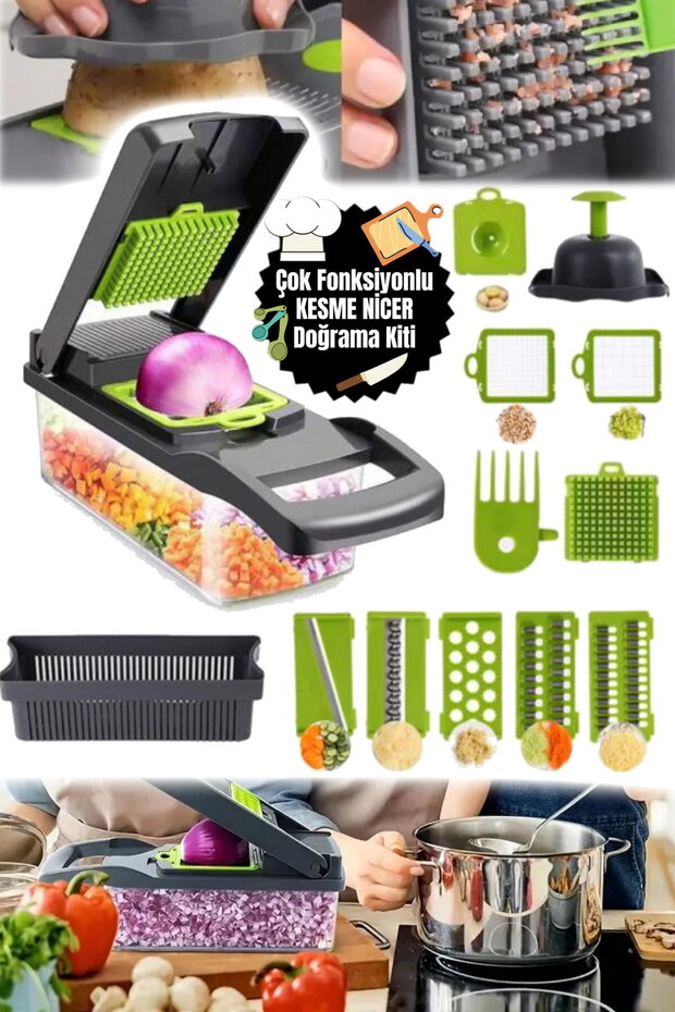 16 in 1 Food Chopper Onion Chopper Vegetable Slicer Cube Chopper Vegetable Chopper 8 Blades