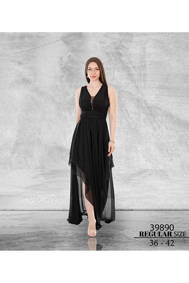 Simli kumaş etek dökümlü - 5